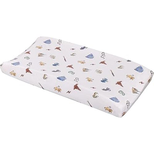 Warner Brothers Harry Potter Welcome Little Wizard Navy, Burgundy, Blue, and White Super Soft Contoured Changing Pad Cover