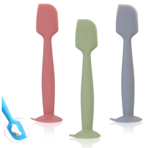 Baby Diaper Cream Spatula Applicator 3 Pack Butt Paste Spatula Soft Silicone,Diaper Rash Cream Applicator, Baby Essentials Must Haves Newborn Stuff (Red Green Grey)