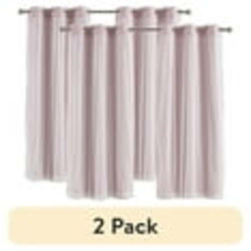 (2 pack) Your Zone Blackout Curtain Panel with Sheer Overlay, 1 Panel, Pink, 37" W x 63" L