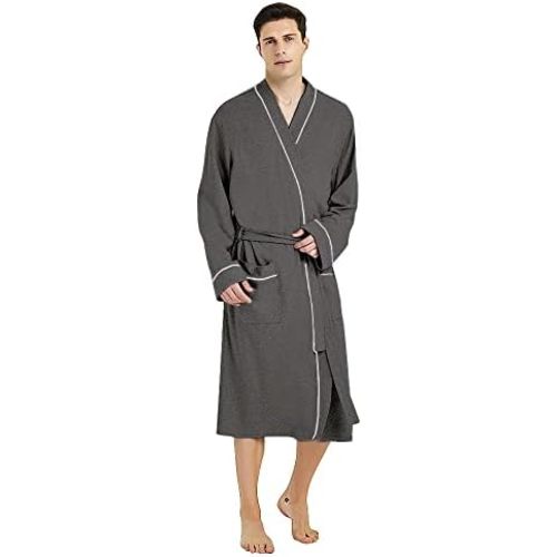 U2SKIIN Mens 100% Cotton Robe Lightweight Knit Bathrobe