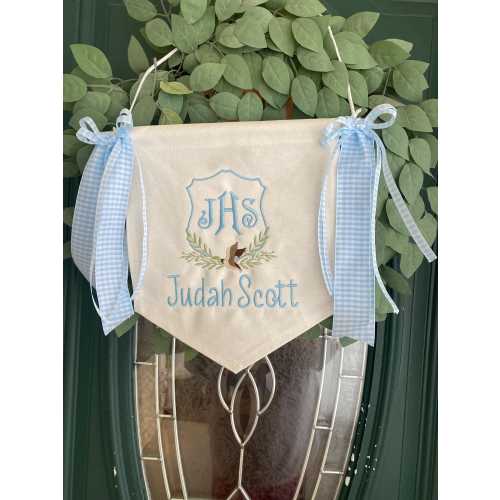 Custom baby boy or girl name banner SALE -Welcome Mongram hospital door Birth announcement - Baby bassinet banner-shower gift - photo prop