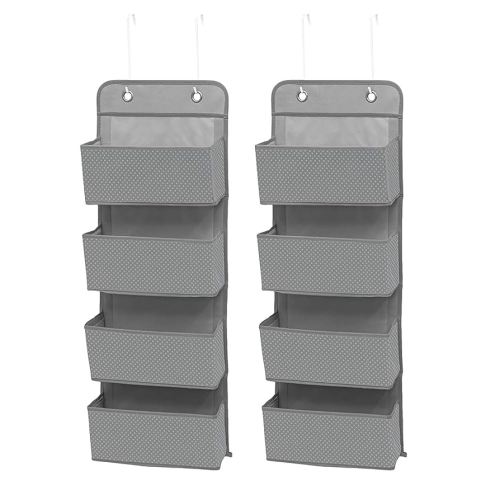 Delta Children 4 Pocket Over The Door Hanging Organizer, 2 Pack, Dove Grey
