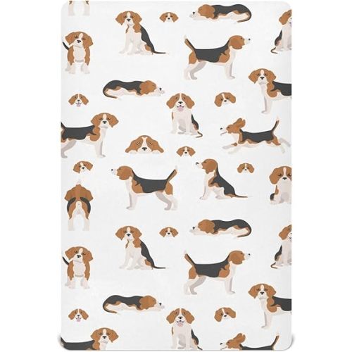 Beagle Dog Toddler Baby Sheets for Crib, Neutral Mini Crib Mattress Sheets, Fitted, Soft & Breathable 52 * 28 * 9In