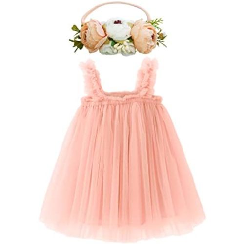 BGFKS Layered Tulle Tutu Dress for Toddler Girls,Baby Girl Rainbow Tutu Princess Skirt Set with Flower Headband.