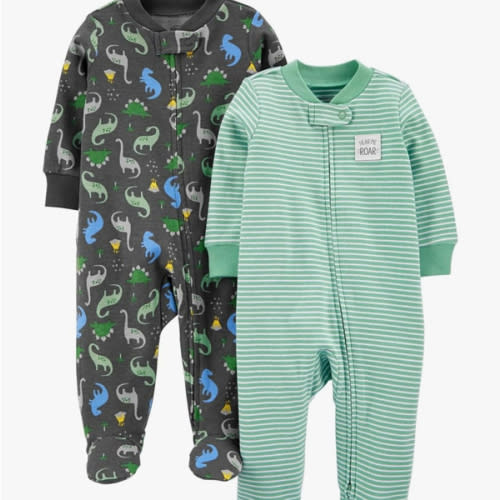 Simple Joys by Carter's baby-boys 2-way Zip Thermal Footed Sleep and Play, Pack of 2