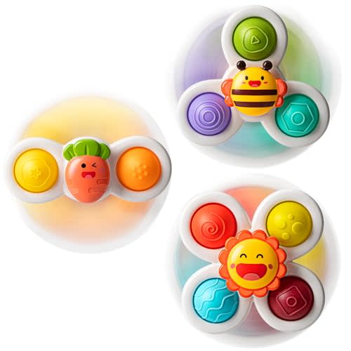 3PCS Suction Cup Spinner Toys for 1-2 Year Old Boys Spinning Toys Sensory Toys for Toddlers 1-3 Gifts for 1 Year Old Girls