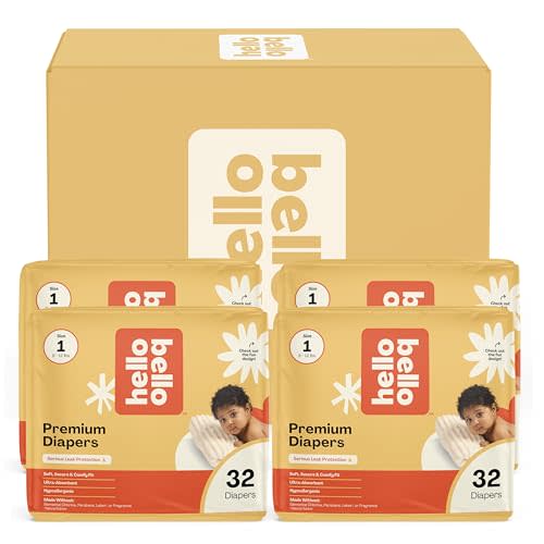 Hello Bello Diapers, Size 1 (8-12 lbs) Wild Cats, 128 Count Value Pack of Premium Disposable Baby Diapers, Hypoallergenic with Soft, Cloth-Like Feel