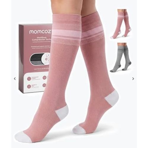 Momcozy Medical Grade Compression Socks, 20-30 mmHg FDA Registered Graduated Support Socks for Circulation & Recovery 2 Pairs