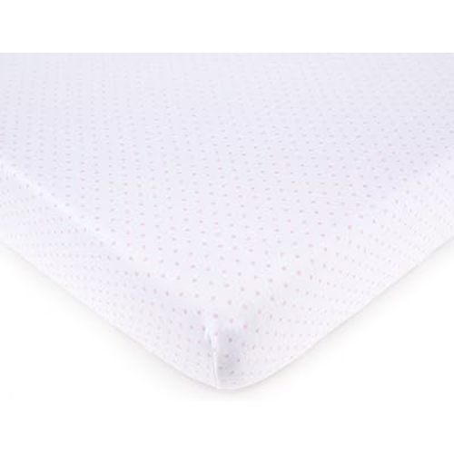 SheetWorld Fitted Pack N Play Playard Sheet Compatible with Maxi COSI Swift Play Yard 31 x 39 inches, 100% Cotton Jersey, Hypoallergenic, Butter Soft, Pink Pindot, Made in USA