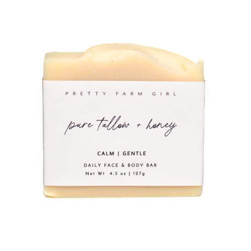 Pure Tallow + Honey Fragrance Free Handmade Tallow and Goat Milk Soap Bar