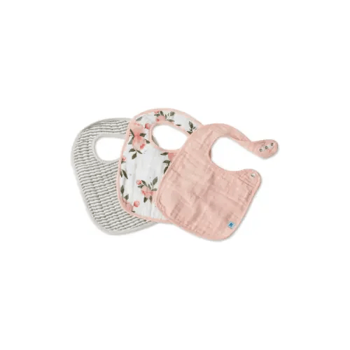 little unicorn 3-Pack Classic Cotton Muslin Bibs, Watercolor Roses