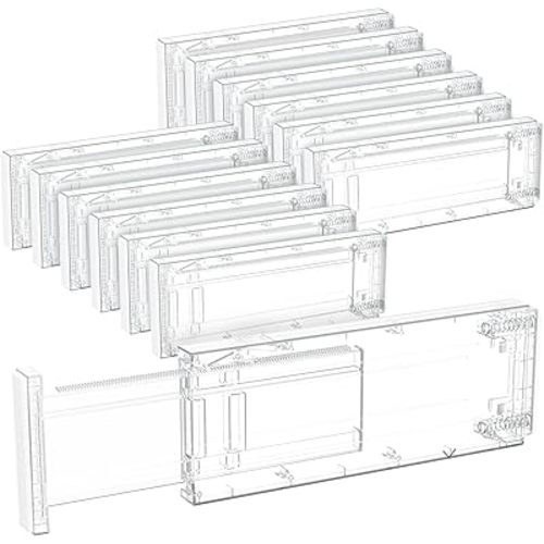 Lifewit Clear Drawer Dividers Adjustable Clothes Drawer Organizers, Expandable Drawer Separators, 12 Pack, 4" High/11-17 Long