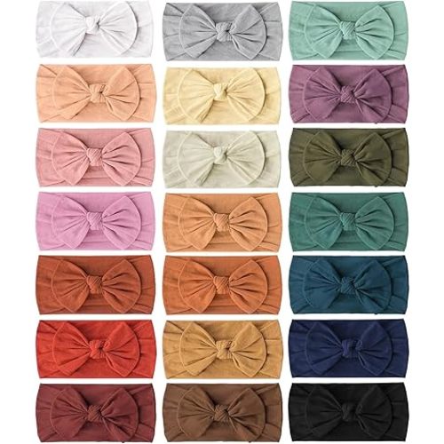 Prohouse 21PCS Baby Nylon Headbands Hairbands Hair Bow Elastics for Baby Girls Newborn Infant Toddlers Kids