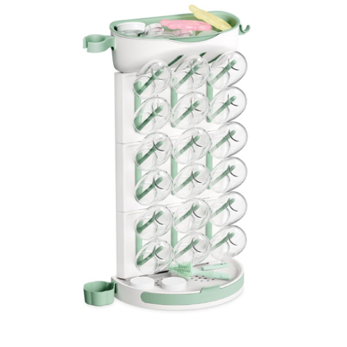 Momcozy DIY Larger Bottle Drying Rack for 18 Bottles, Space Saving Countertop Vertical Rack with Brushes Holder, Detachable Travel Bottle Rack for Baby Accessories & Pump Parts