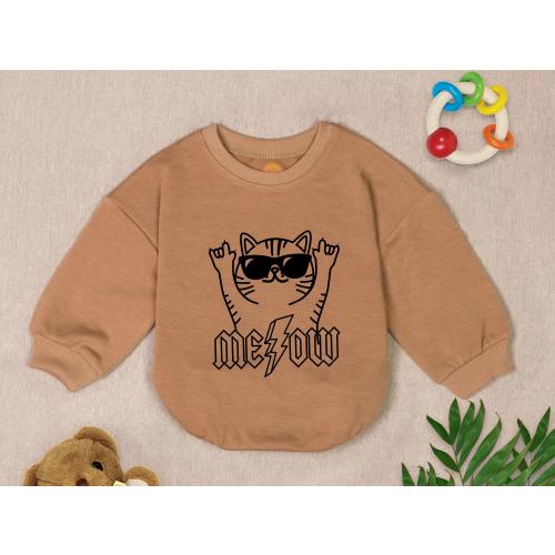 Rock and Roll Cat Baby Romper Sweater, Baby Cat, Rockstar Cat Baby Clothes, Rock N Roll, Baby Shower, Gift for Baby Clothes, Newborn gift