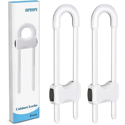 Baby Proofing Cabinets,Cabinet Locks for Babies,U-Shaped Child Locks for Cabinets, Child Proof Cabinet Latches,Child Safety Cabinet Locks with Adjustable by SPISPI (Pack of 2)