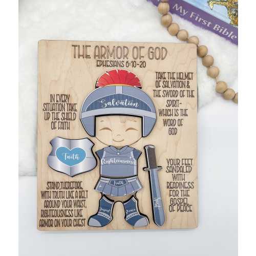 Armor of God puzzle/ Christian gift for kids/ Montessori toy/ Wooden Bible puzzle/ educational puzzle/ gift for toddler