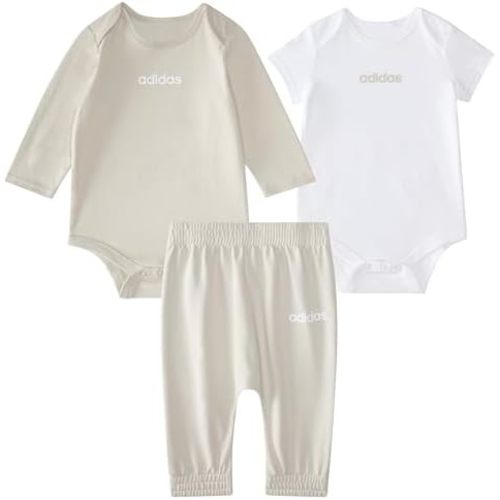 adidas baby-boys 3-piece Linear Logo Bodyshirt & Pant Set