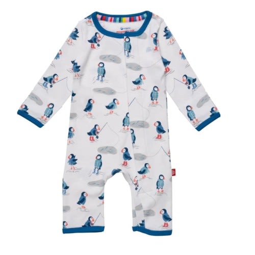 stud puffin organic cotton magnetic fuss free coverall 0-3m