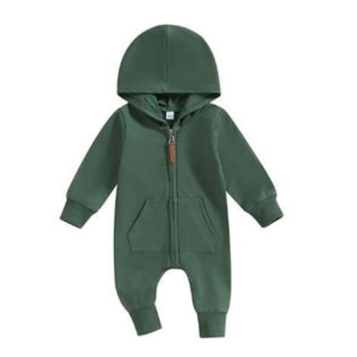 Solid Hoodie Zipper Romper for Baby & Toddler Boys & Girls – Bitsy Bug Boutique