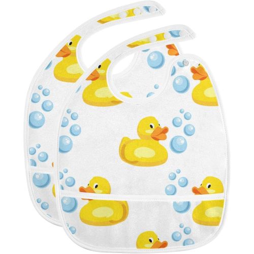 Baby Bibs for Toddlers Boys Girls Waterproof Feeding Bib Apron with Food Cather Food Eating Bib 2 Pack