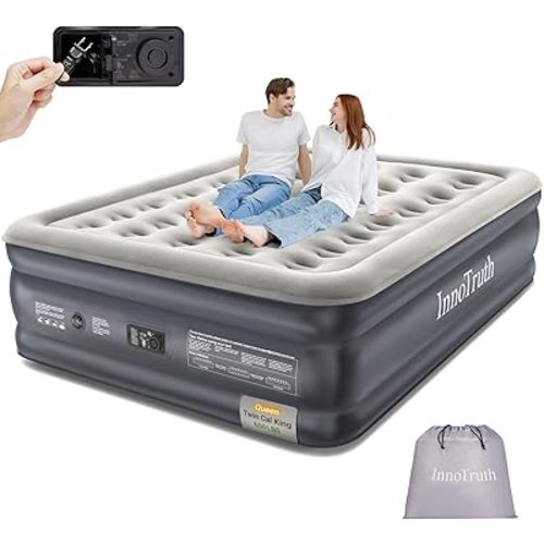 InnoTruth Air Mattress Queen with Built in Pump, Inflatable Blow up Mattress, 18" Raised Colchones Inflables Air Bed for Guests & Home, Ideal for Home Use and Outdoor Camping, 650lb Weight Capacity