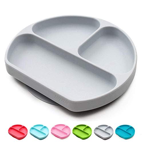 Silicone Suction Plates for Babies, Stick to High Chair Trays and Table, Divided Baby Dishes, Perfect Kids Plates, BPA Free
