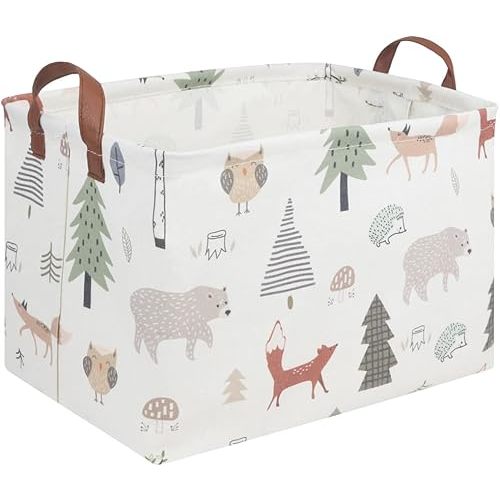 FXOLCSHE Rectangular Animals Basket,Waterproof Storage Bin for Bedroom,Nursery Hamper,Storage Bin for Boys Room Decor,Gift Basket,Animal Room Decor(Animals)