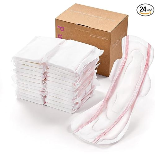 PurComfy 24 Count Premium Postpartum Pads with Wings, Large Maximum Absorbency Postpartum Maternity Pads Ultra Soft Heavy Flow Secure Leak Protection After Birth