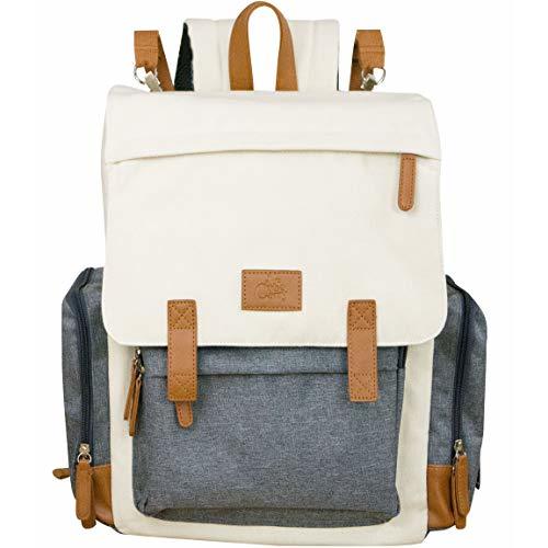 Cutie Carry Diaper Bag Backpack with Baby Pad Insulated Pocket Stroller Straps Wipe Dispenser Padded Shoulder Large Fashion Bags Dad or Mom Grey Cream