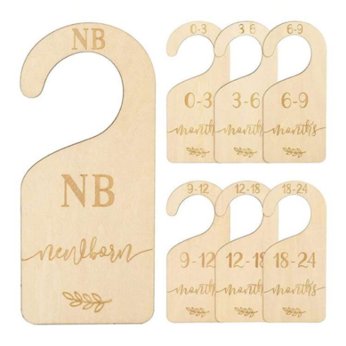 7Pcs/Set Wooden Baby Closet Dividers For Clothes Infant Baby Clothes Wardrobe Hanger Size Organizer From Newborn To 24 Month Gender Neutral Nursery Decorbaby Shower Family Decorations Gifts