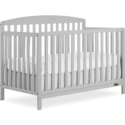 Dream On Me JPMA & Greenguard Gold Certified Odelle 5 in 1 Convertible Crib in Pebble Grey, Built of Sustainable Pinewood, 3 Mattress Height Settings, Non-Toxic Water-Based Paint Finish