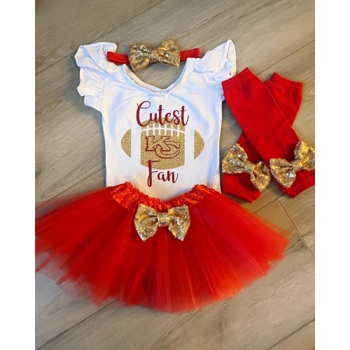 Baby girl Kansas City Inspired Outfit Kansas City Tutu KC Cutest Kansas City Fan girls clothing Kansas City red and gold Flutter Leotard