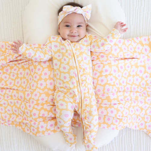 Sunshine Daisy Ruffle Zipper Footie