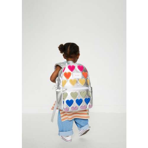 STATE Bags | Kane Kids Travel Backpack Metallic Fuzzy Hearts | Back to School | Travel Backpack