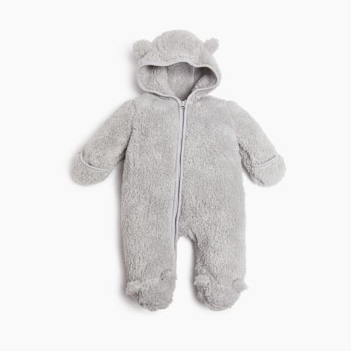 Small Story High-Pile Fleece Bunting - Grey, 3-6 M