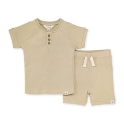Ribbed Henley Tee & Short Set