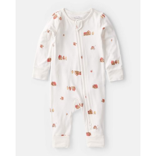 Baby Fall Print PurelySoft Long-Sleeve 2-Way Zip Sleep & Play Pajamas - White - Carter's | Carter's