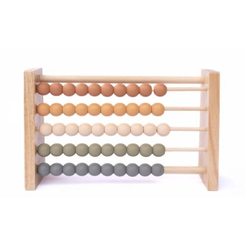 Brooklyn Neutral Boho Abacus - STEM Toy- Boho Nursery Decor and Playroom Decor- Math Toddler Toy with Beads- Montessori Toys - Aesthetic Modern Educational Wooden Toys