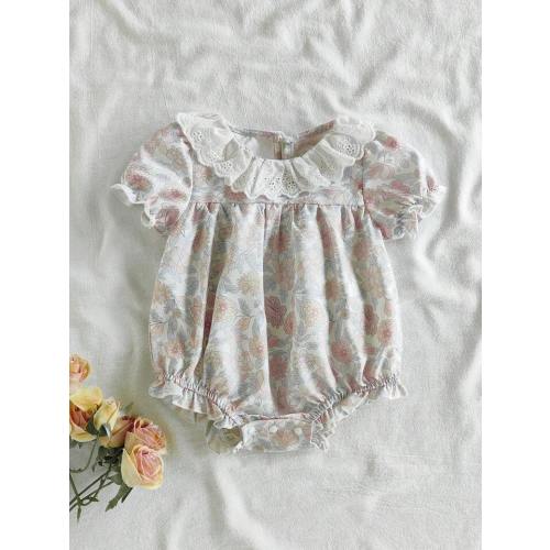 Vintaside Kids Baby Girl Floral All-Over Print Ruffle Trim Romper | SHEIN