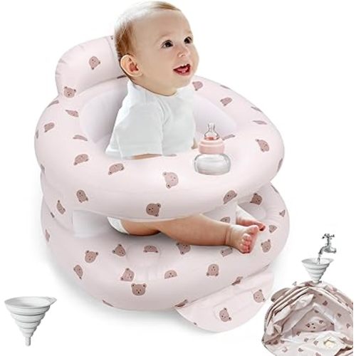 Inflatable Baby Seat for Babies 3 Months & Up, Inflatable Baby Support Seat for Sitting Up, Toddler Baby Chair with Built in Air Pump, Upgrade Water Injection Function (Color#01)