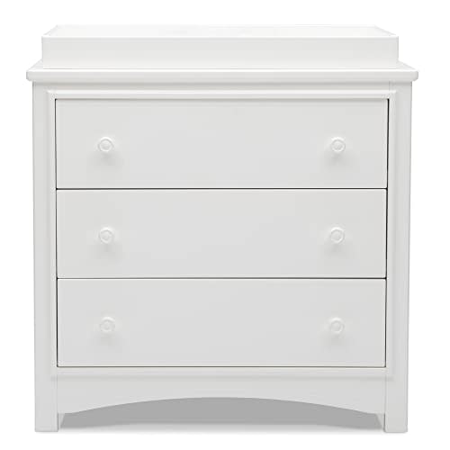 Delta Children Perry 3 Drawer Dresser with Changing Top, Greenguard Gold Certified, Bianca White
