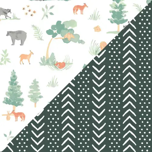 Muslin Swaddle Blanket Set Premium Cotton Forest Friends + Mudcloth | Bebe au Lait