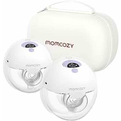 Momcozy Breast Pump Hands Free M5, Wearable Breast Pump of Baby Mouth Double-Sealed Flange with 3 Modes & 9 Levels, Electric Breast Pump Portable - 24mm, 2 Pack Lilac