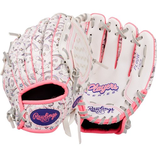 Rawlings Kids' 9 in Players Series Unicorns & Rainbows T-Ball All Purpose Glove