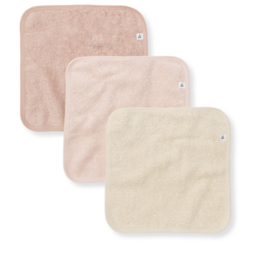 Organic Cotton Woven Terry Solid Washcloths 3 Pack Pink Sand
