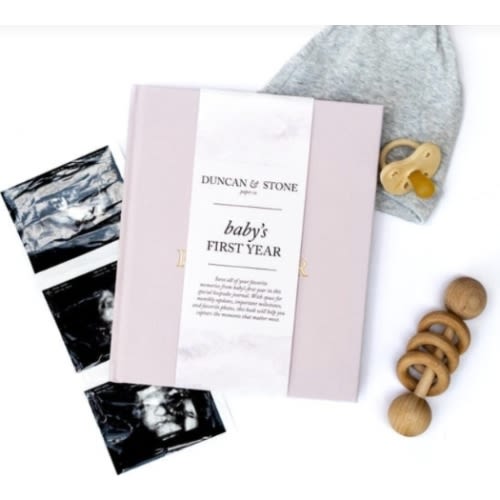 Baby's First Year Memory Book: Photo Album & Milestone Journal in Lilac