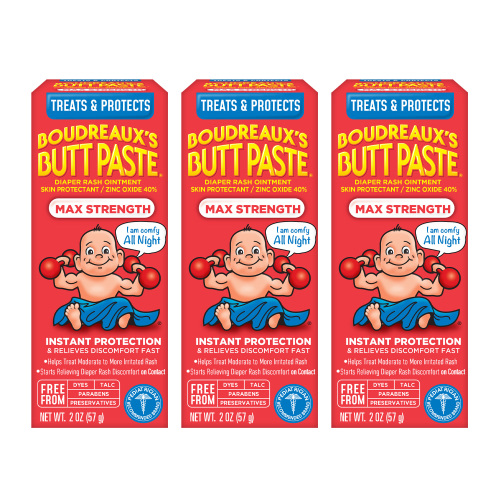 Boudreaux's Butt Paste Maximum Strength, Diaper Rash Cream for Babies, Infant Ointment, 2 oz