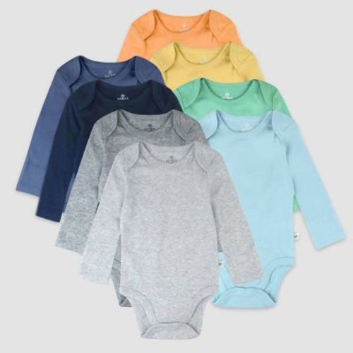Honest Baby Boys' 8pk Rainbow Organic Cotton Long Sleeve Bodysuit - Blue/orange 6-9m