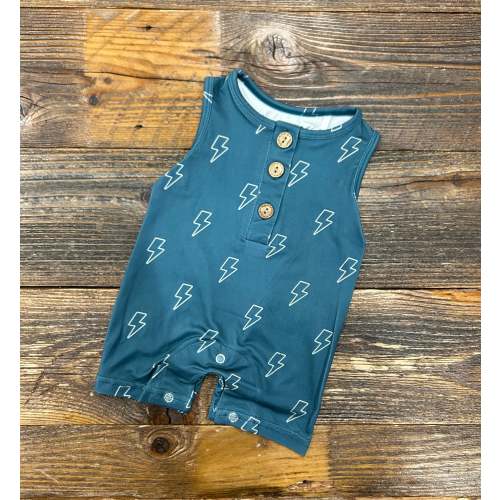 Blue Lightening Bolt Romper